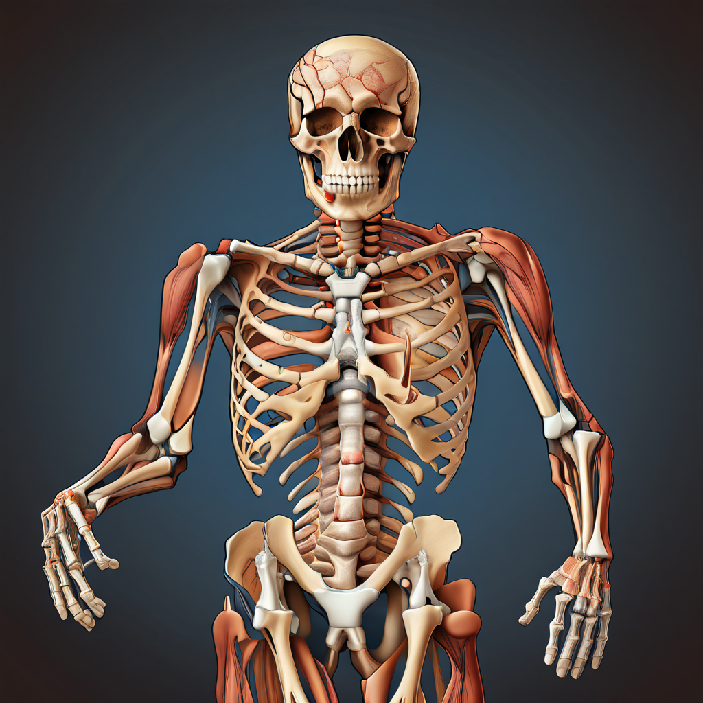damarları ve kasları olan bir iskelet